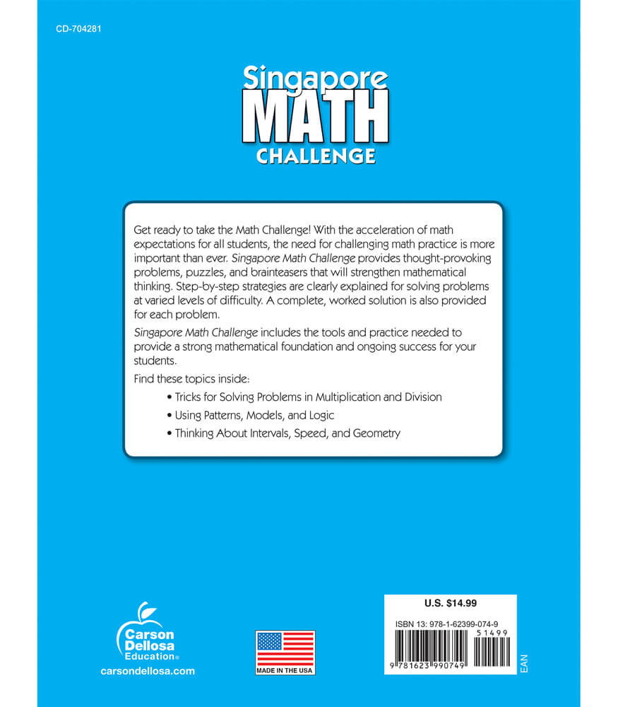 Singapore Math Challenge Workbook Grade 4-6 Paperback