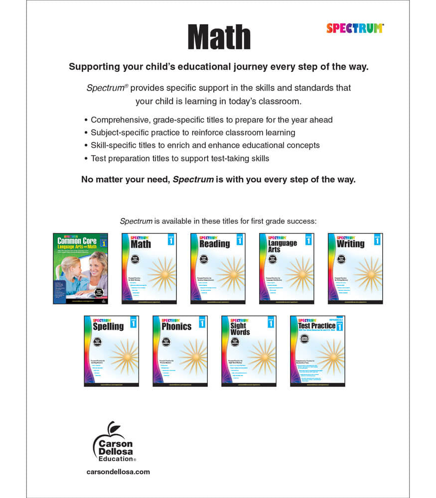 Spectrum Math Workbook Grade 1 Paperback