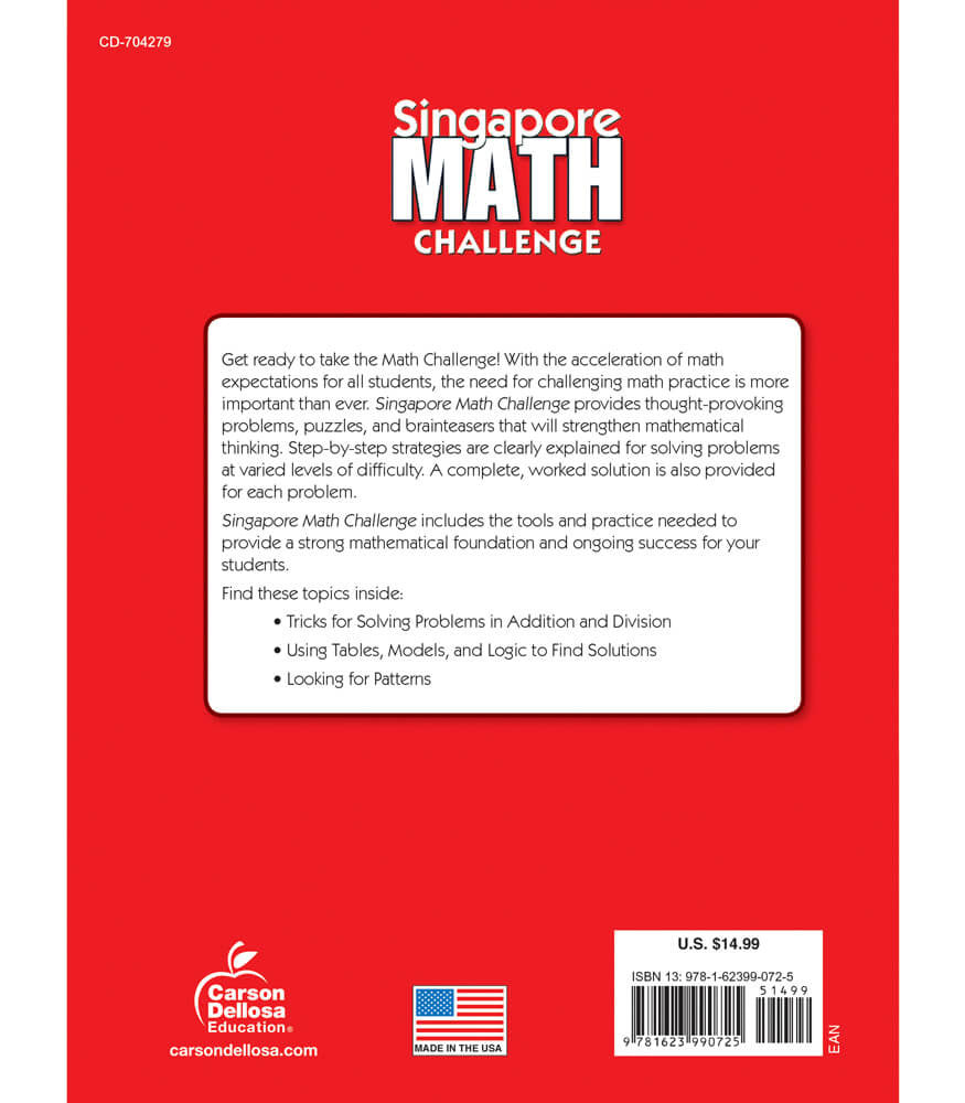 Singapore Math Challenge Workbook Grade 2-5 Paperback