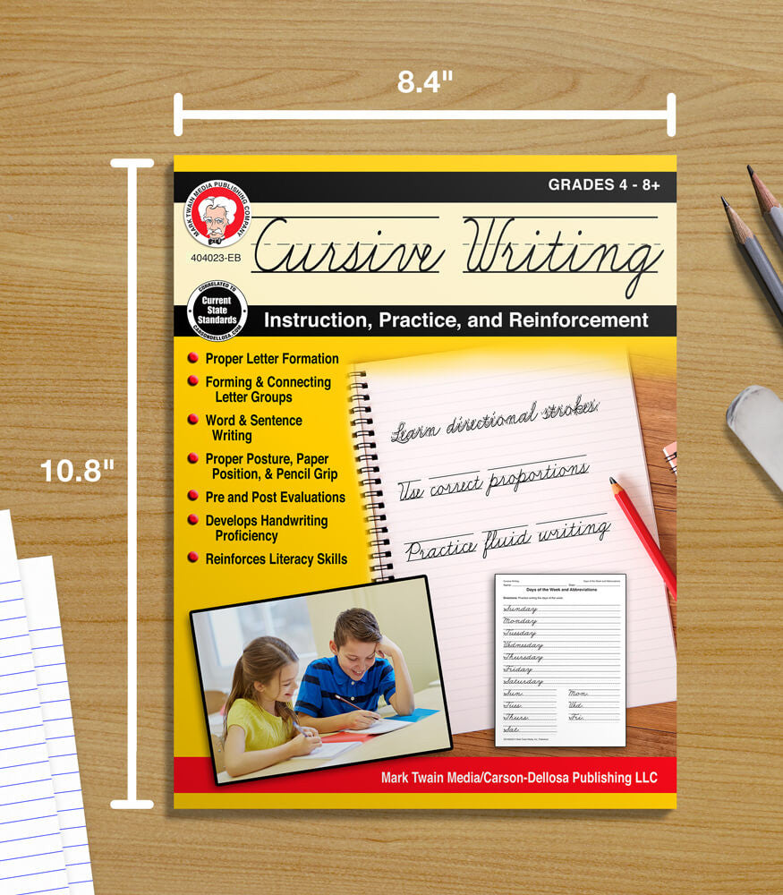 Cursive Writing: Instruction, Practice, and Reinforcement Workbook Grade 4-9 Paperback